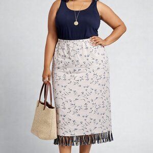 Nicole Studio Vintage Fringe embroidered Skirt size 18
